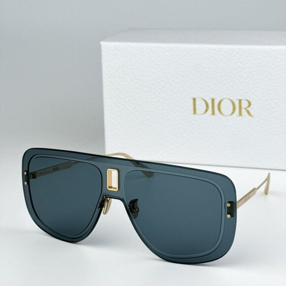 NEW Dior ULTRADIOR MU B0B0 Gold Blue Unisex Mask Sunglasses - Picture 1 of 16